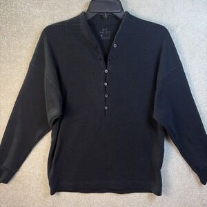 Nike Women's S Black Yoga Statement Clean Cover Up Shirt Henley Neck Waffle Knit